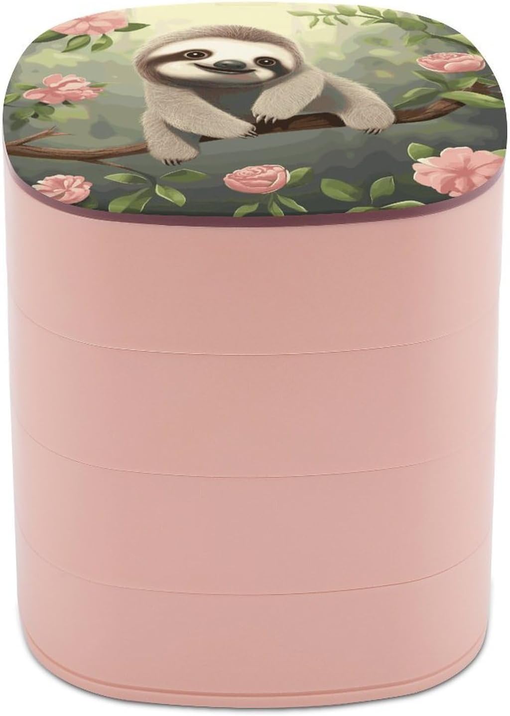 Cute Baby Sloth Rotating Jewelry Box Large Capacity, Jewelry Organizer 4-Layer, Jewelry Storage Box with Mirror, Accessories Holder for Bracelets Rings Bracelets