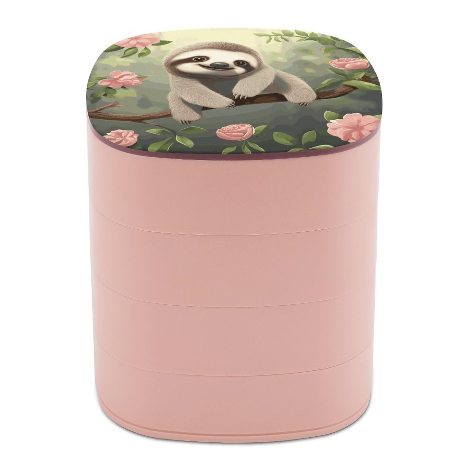 JTREHY Cute Baby Sloth Jewelry Box 4-Layer Covered Rotating Jewelry Storage Box Large Capacity Storage Boxes Portable Jewelry Case for Bracelets Earrings Necklace