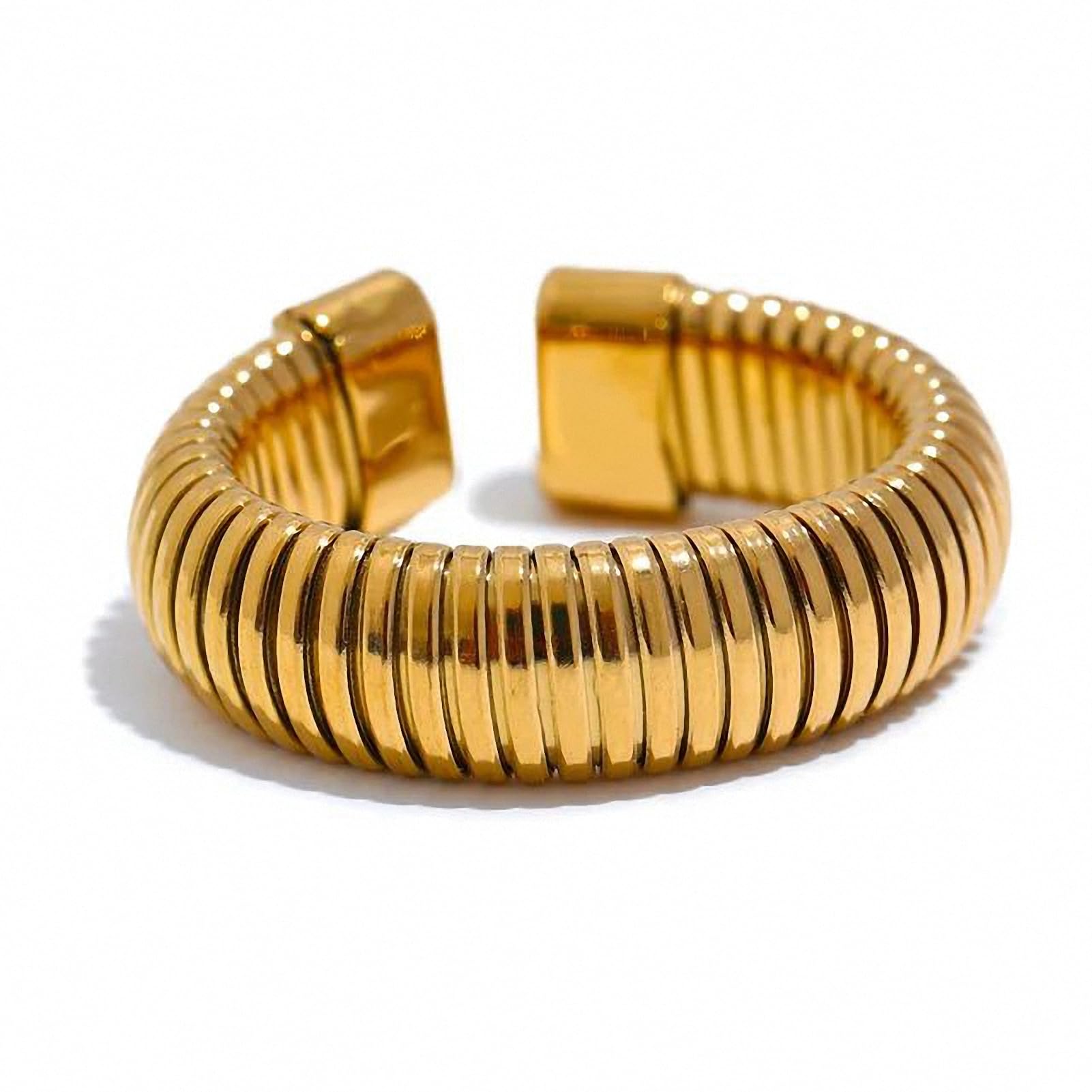 Anillo elástico de acero inoxidable ajustable que no se oscurece con diseño minimalista 7