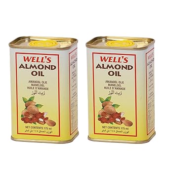 Wells Almond Oil Packed and Imported from Spain 175ml + 175ml | Sweet Almond-Oil for Body, Skin & Hair | Helps Enhance Memory | for Baby, Beauty & Skin Massage