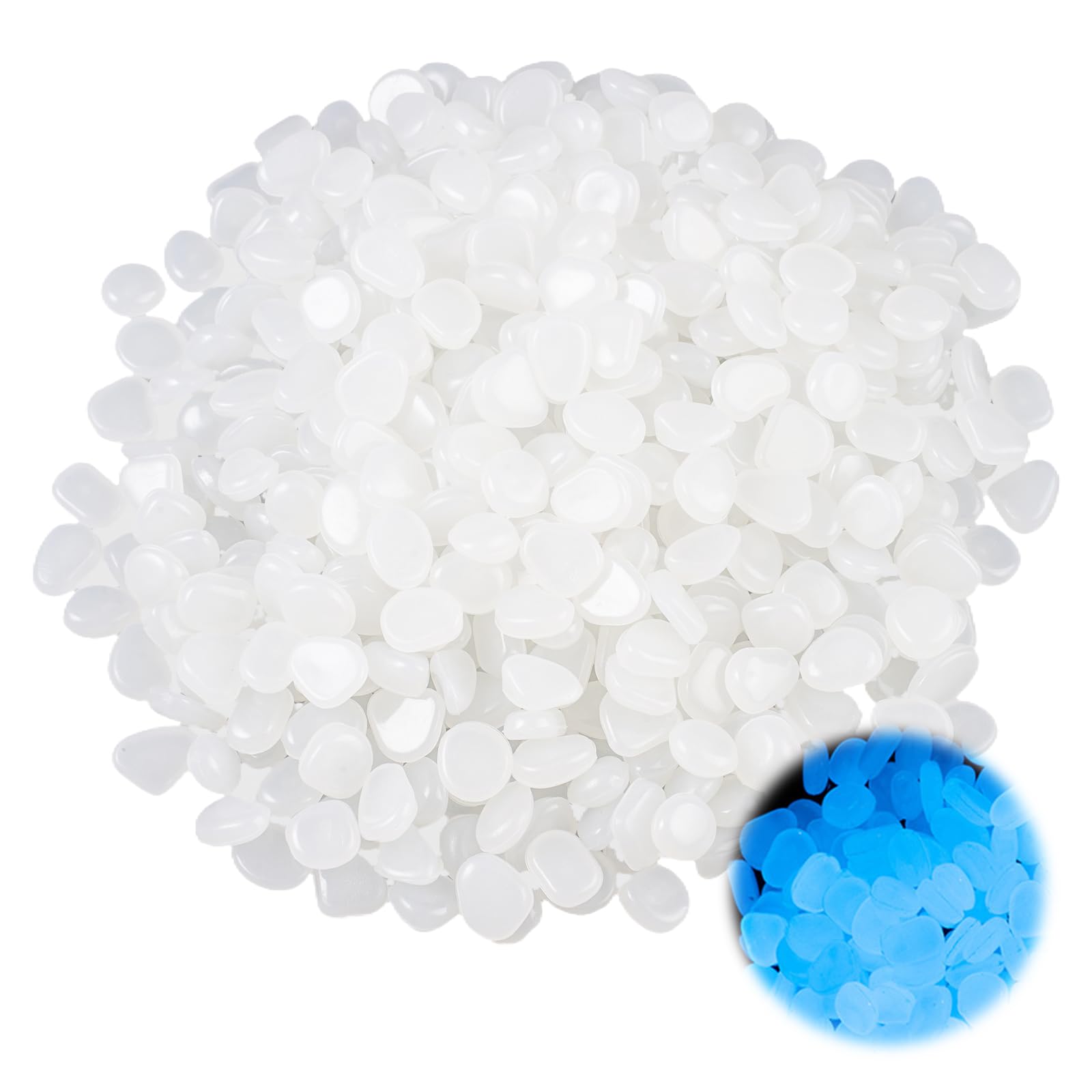 500 Pezzi Pietre Luminose Bianche Da Giardino, 1-1.5 cm Ciottoli Luminosi Fluorescenti, Sassi Luminosi da Giardino Solari, Sassi Decorativi per Vasi, Decorative Ciottoli Brillanti per Vaso Pianta