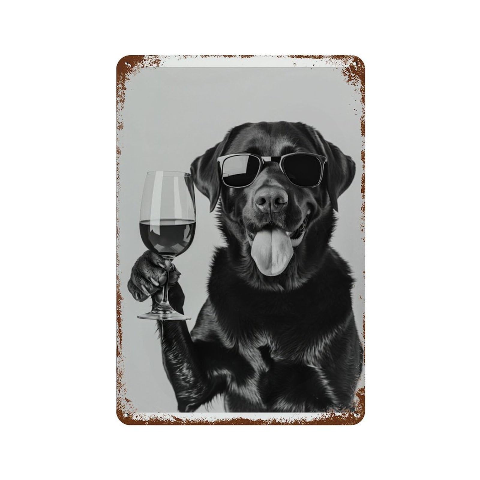 xiaoxiaoshen Funny Labrador Drinking Wine Black Lab Bar C Decor Wall Decor Art Metal Tin Poster Modern Home Decor Art Home Bar Shop Decorations Vintage Sign 30x20cm