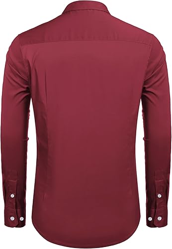 Miniatura 6 de COOFANDY Camisas casuales de manga larga con botones para hombre, camisas de vestir elásticas para hombre