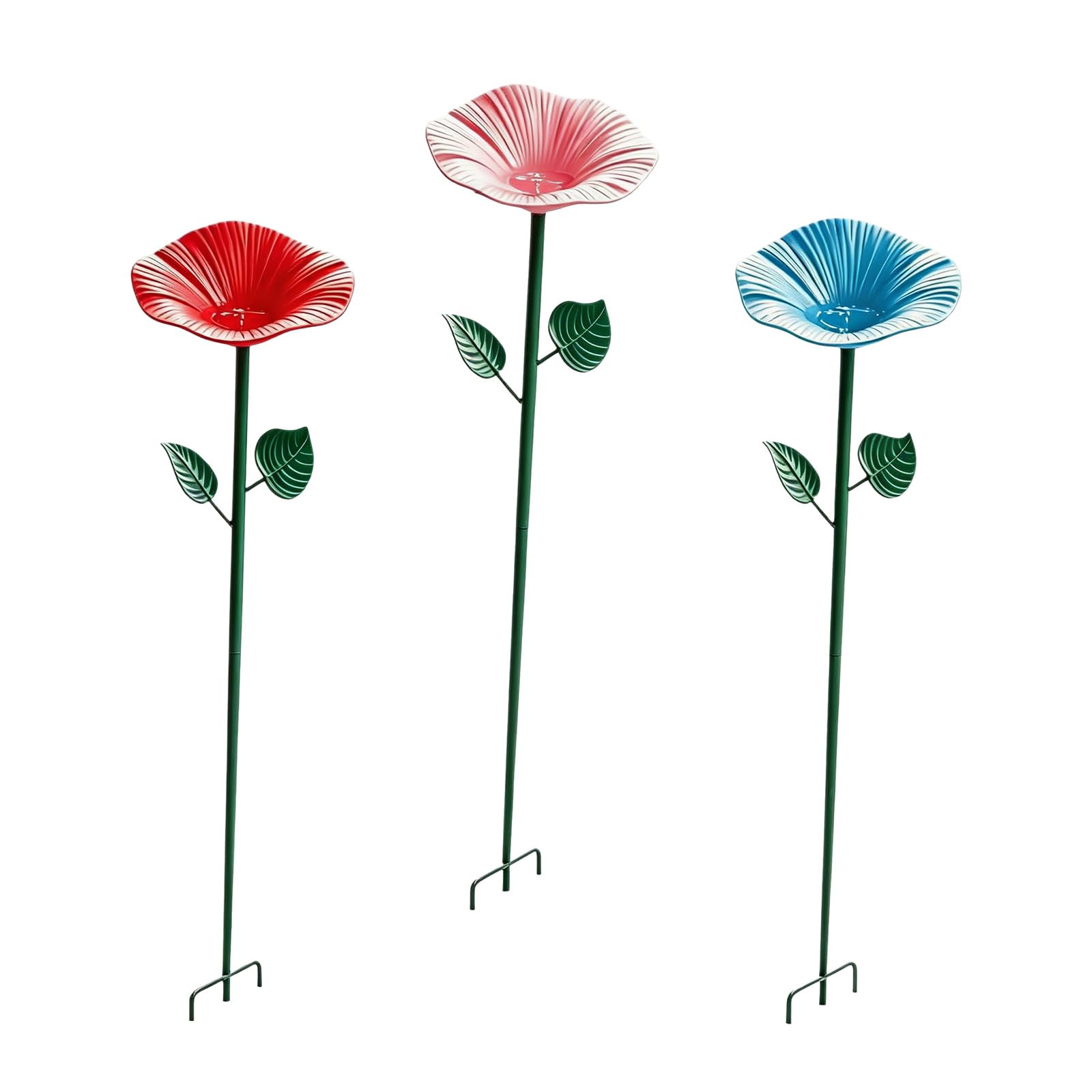 Source d'eau petits oiseaux et piquet décoratif fleur 75 cm station d'arrosage extérieur