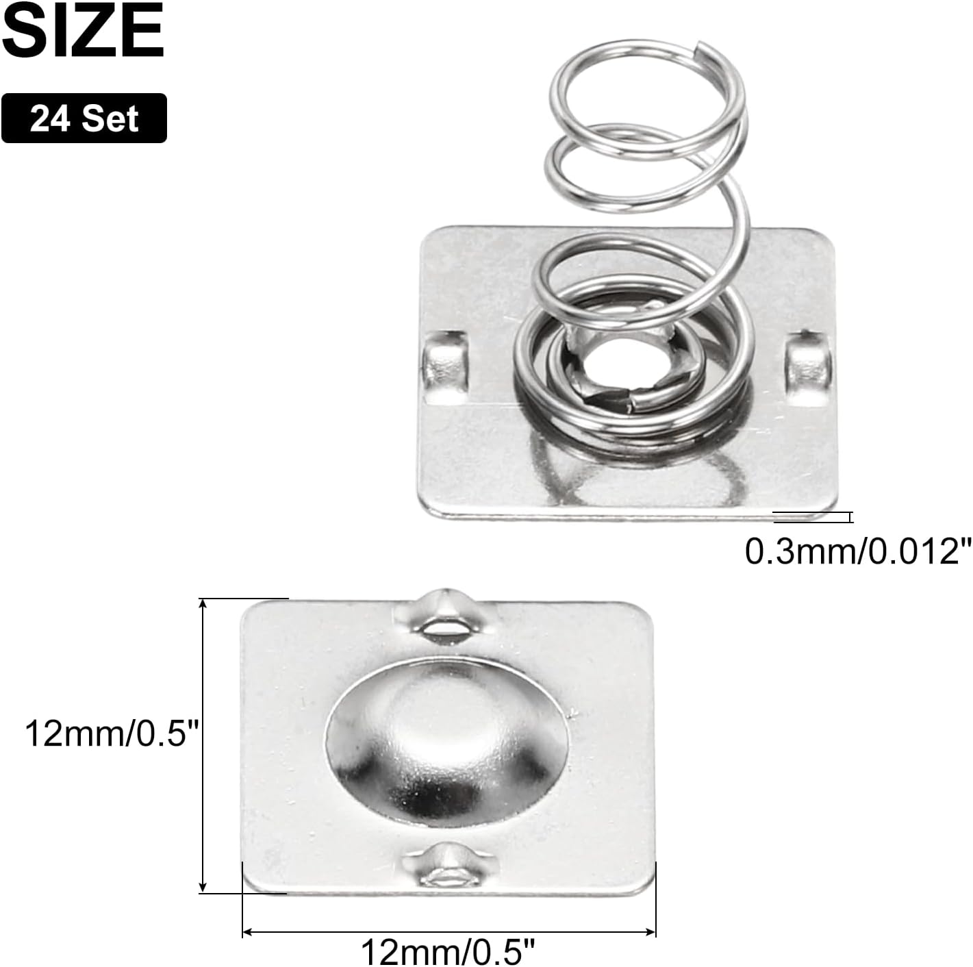 MECCANIXITY 10 Set AA Battery Contact Spring Nickeling Plate, 12 mm x 12mm Positive to Negative Conversion Spring Replacement for PCB Mounting and Battery Holders