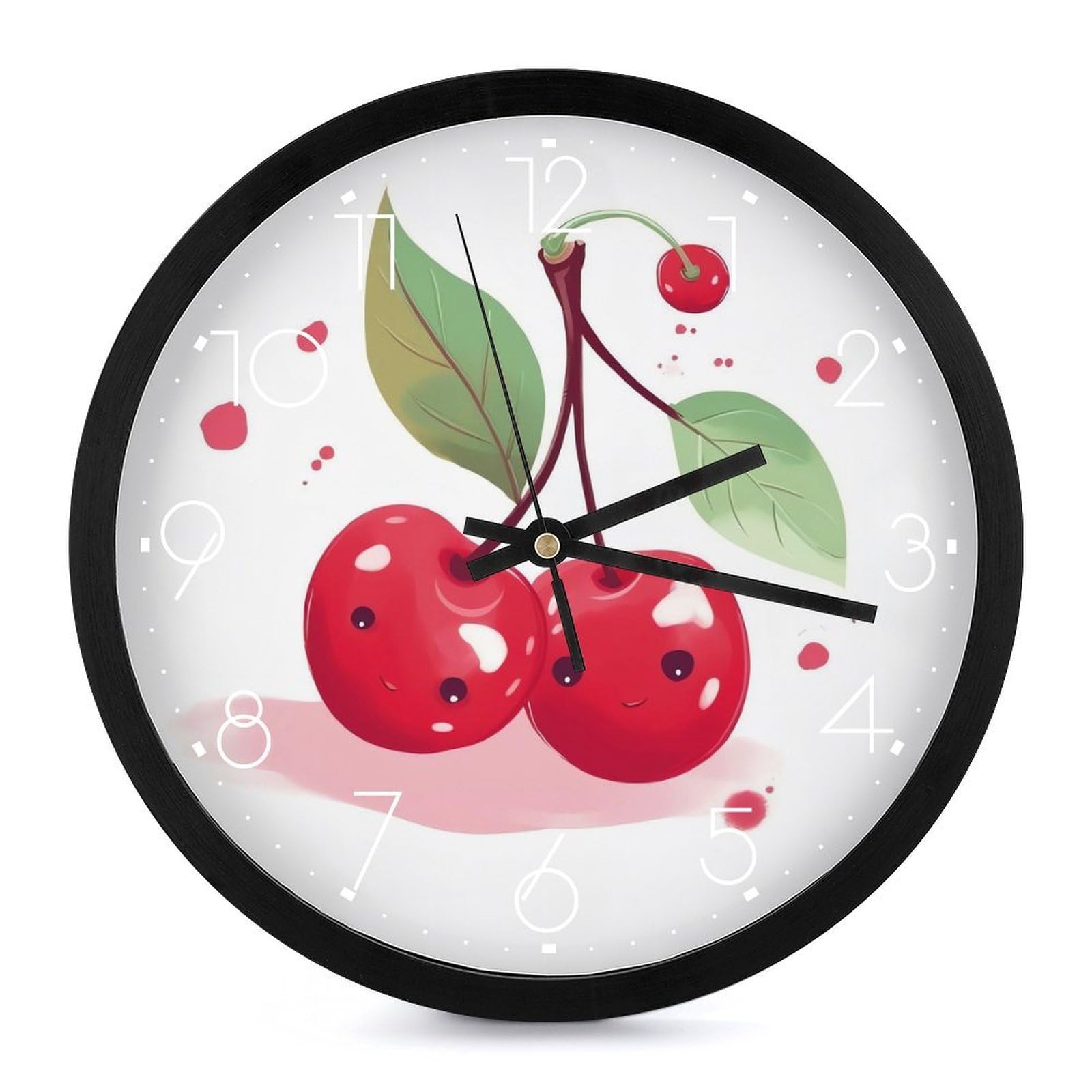 Horloge murale mignonne cerise pour décorer une salle de classe ou une salle de bain