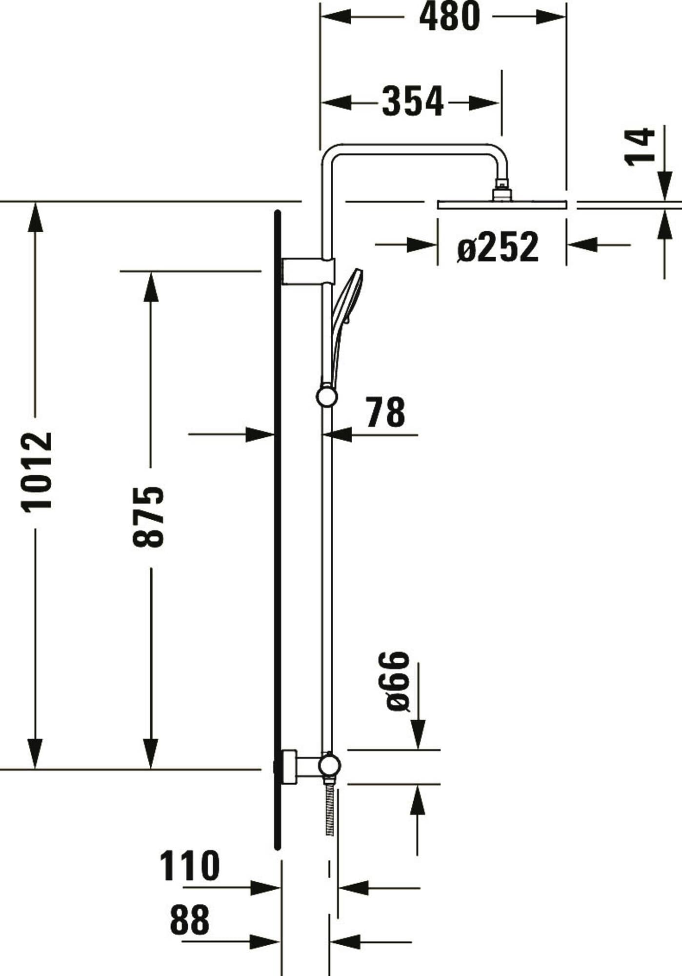 Duravit System prysznicowy, oszczędzający wodę system prysznicowy, głowica prysznicowa z 3 rodzajami strumienia (Rain, Intense Rain, Soft Rain), głowica prysznicowa regulowana pod kątem, zestaw