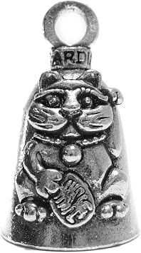 Guardian Bell ManekiNiko Good Luck Bell w/Keyring & Black Velvet Gift Bag | Motorcycle Bell | Lead-Free Pewter | Good Luck Gift to Friends & Family | Bike Bell | Made in USA