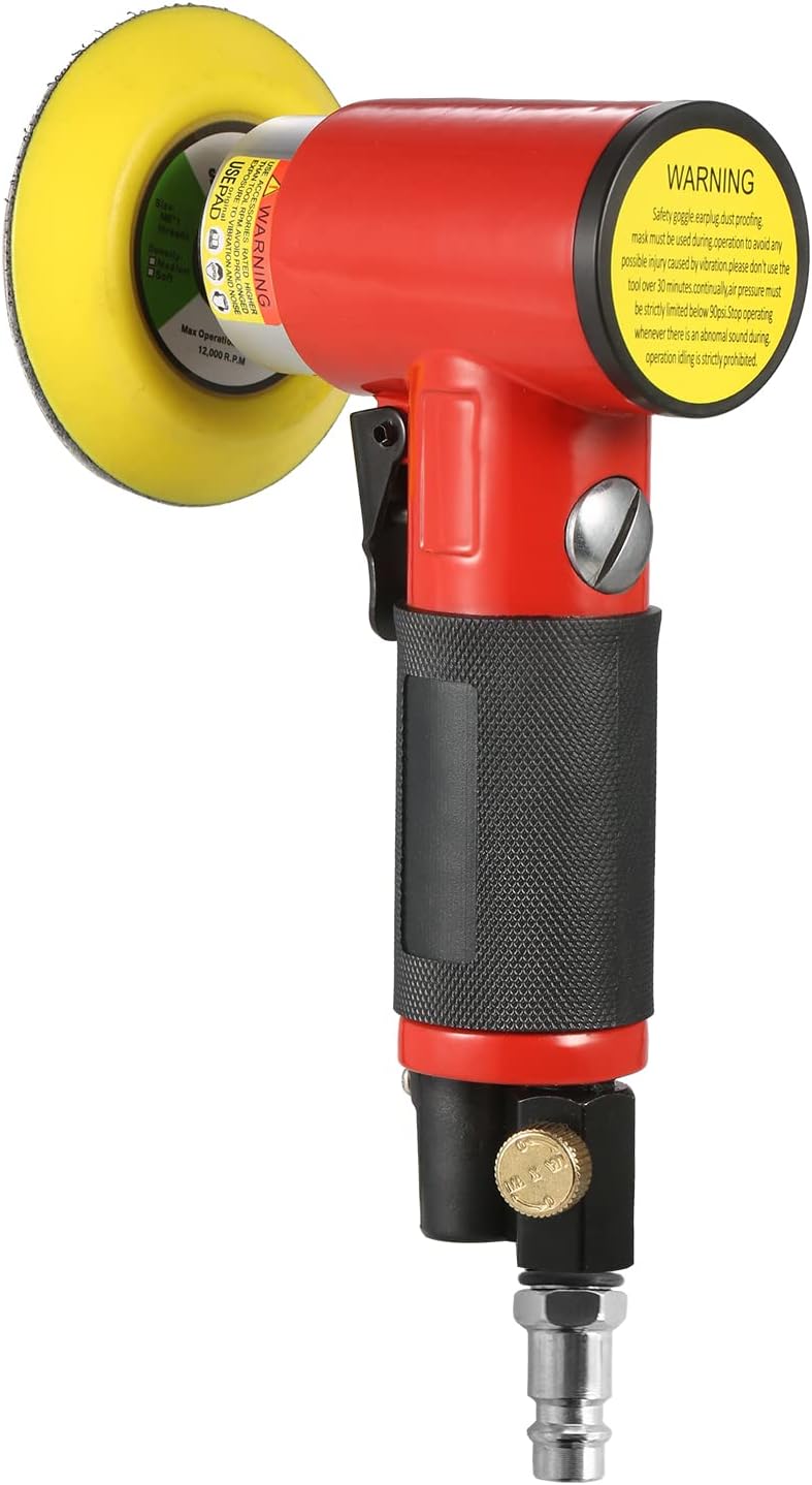 Mini Air Sander,1/2/3 Inch Pneumatic Small Orbital Sander,Metal Construction, High Speed 15000 RPM for Woodworking Car Polishing, Auto Body Work with 15 Round Sandpaper, 3 Sanding Disk