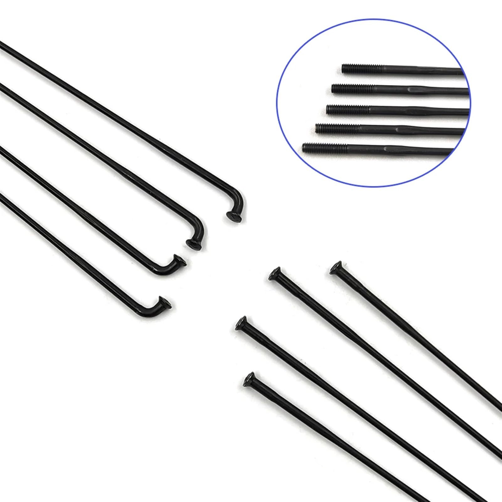 Fahrradspeichen Leichte, dreifach konifizierte Speichen, 14 G, 2,0 mm, Edelstahl, J-Biegung oder gerader Zug, Racing, Rennrad, Strahlen, Schwarz(Straight Pull 64PCS)
