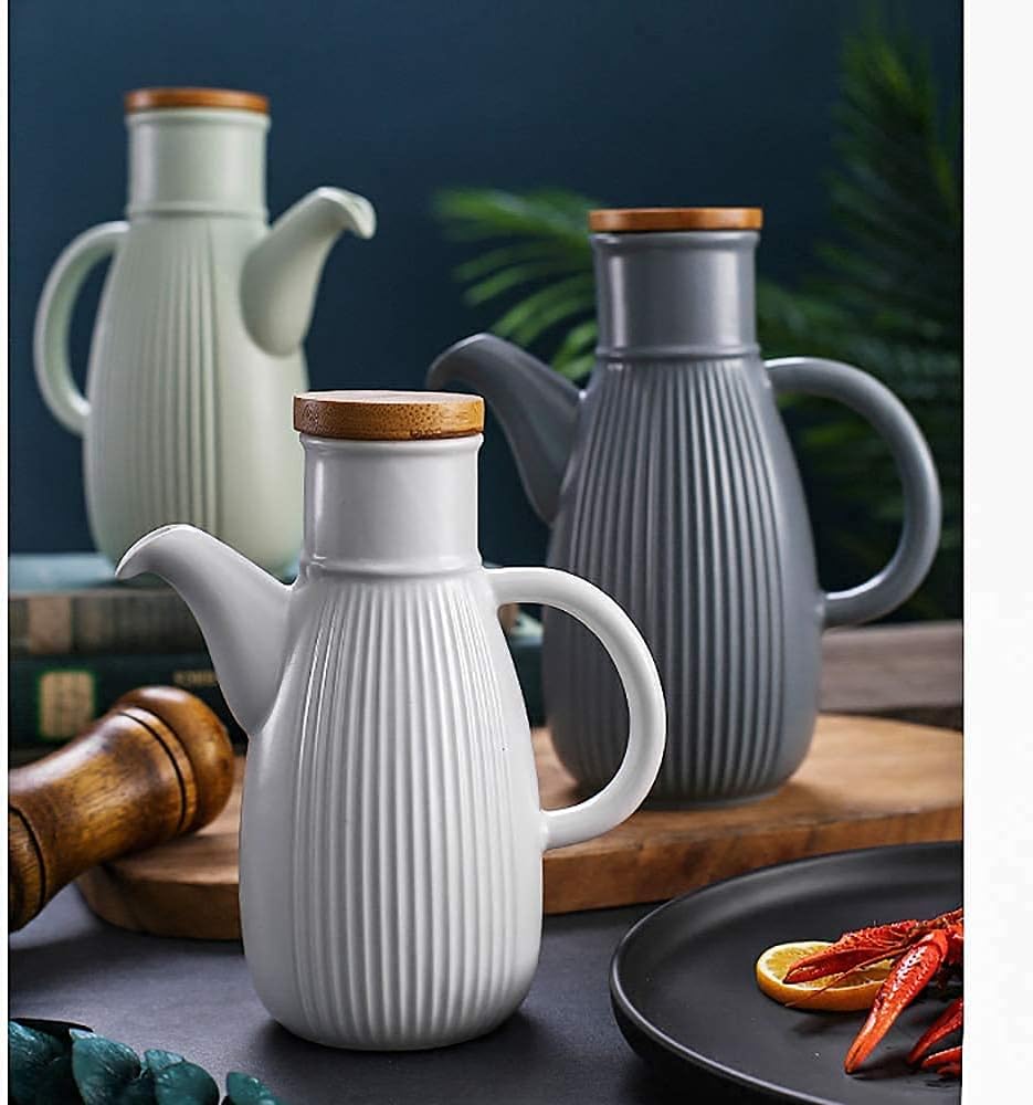 Oil Can Olive or Vinegar Bottle Anti-Leakage Olive Oil Vinegar Dispenser Bottle 750ml Kitchen Cruet Condiment Bottle with Cap Dust Proof and Leak-Proof-Blue