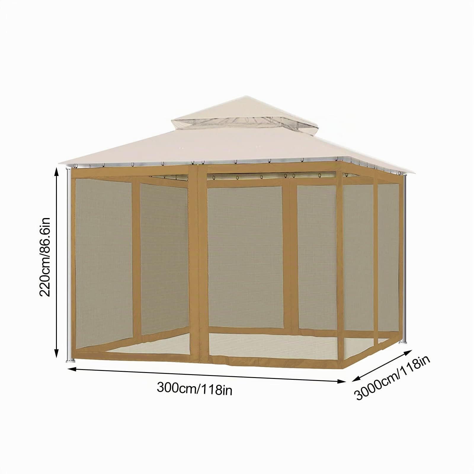 BestAlice Zanzariera con Cerniera per Tenda da Campeggio con Zanzariera per Gazebo da Patio e Tenda per Campeggio All'aperto e Giardino(B-300x300x220 cm)