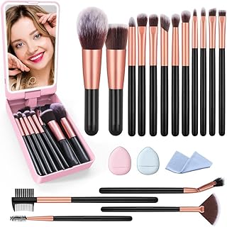 Juego de brochas de maquillaje de viaje con e...