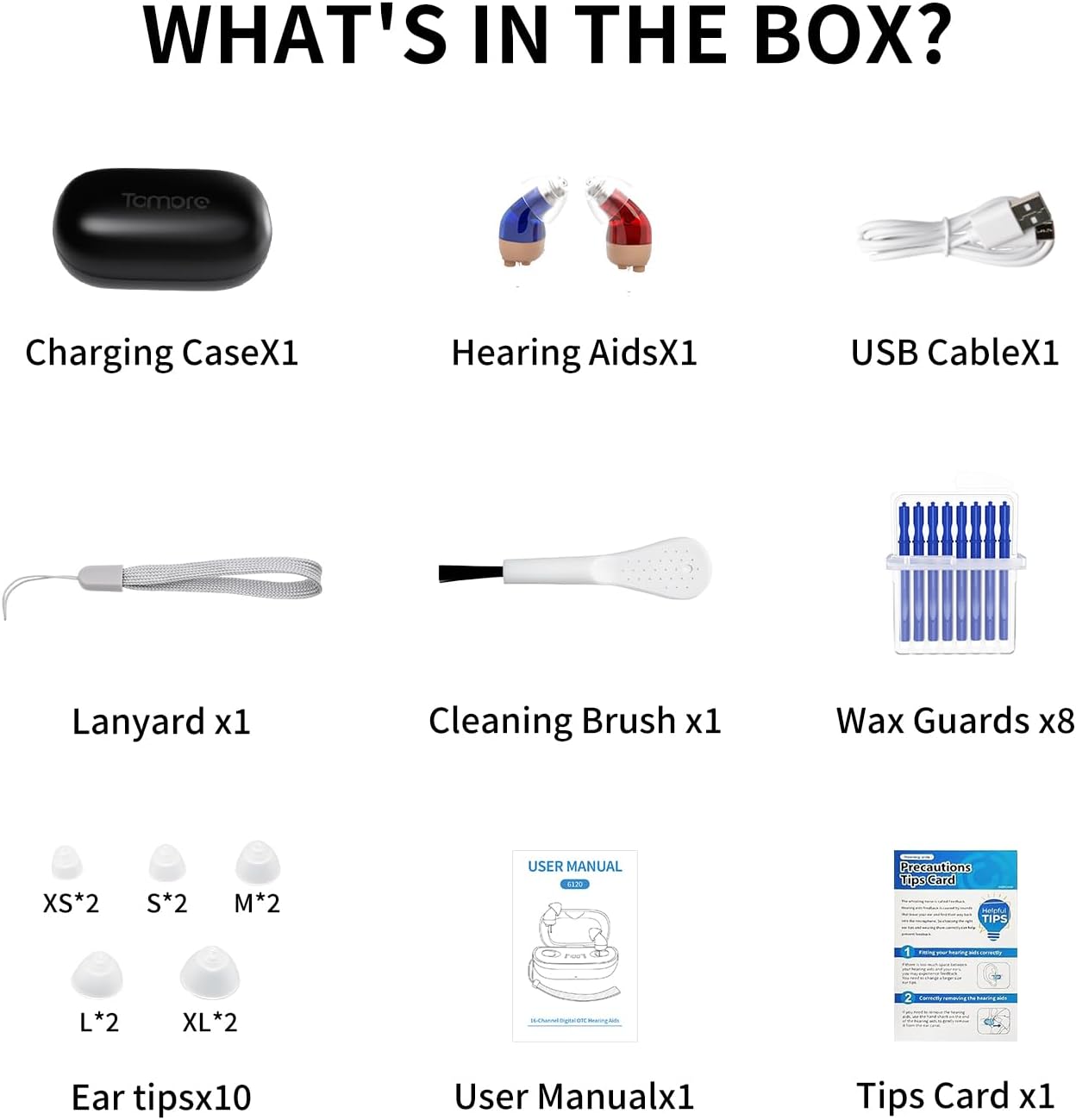 Rechargeable OTC Hearing Aids for Seniors - Invisible in-Ear Digital Sound Amplifiers with Noise Cancelling & Volume Control - Clear Voice & Comfort Fit for Hearing Loss (Pair)