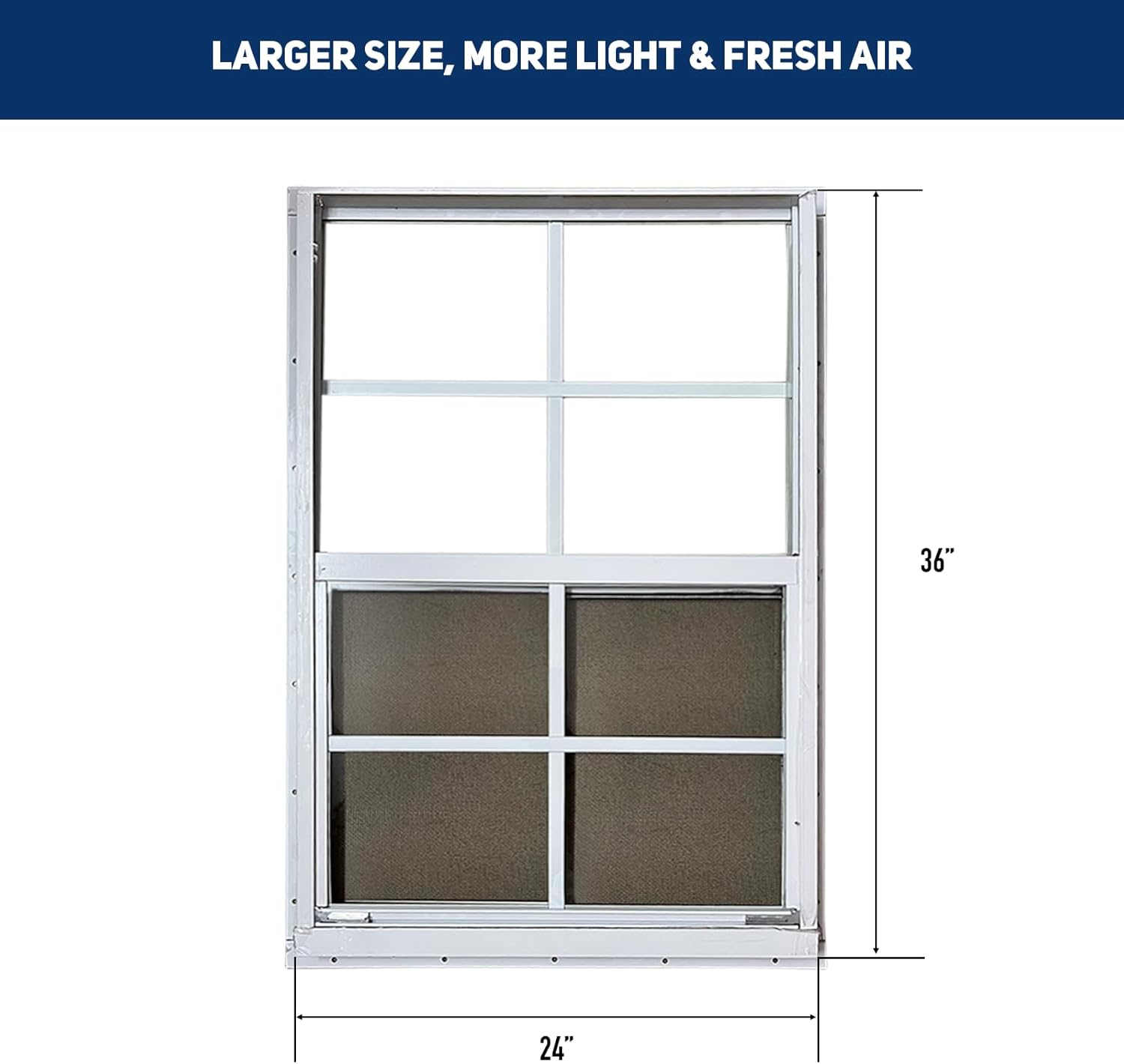 Hryan 24"x36" Shed Window for Chicken Coop, Playhouse and Mobihome, White Windows for Exterior Sheds, Mobile Home, Garage and Green House