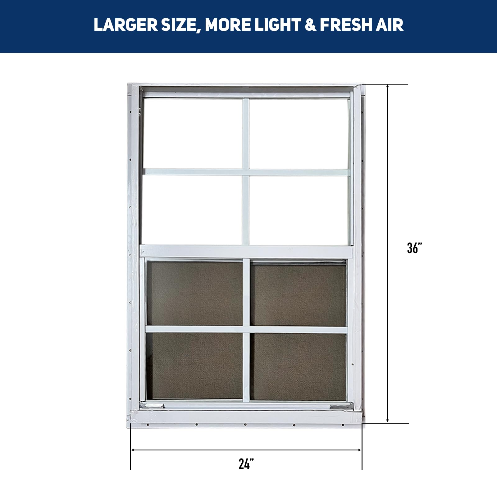 Hryan 61 x 91,4 cm Schuppenfenster für Hühnerstall, Spielhaus und Wohnmobil | Weiße Fenster für Außenhäuser, Wohnmobil, Garage und Gewächshaus