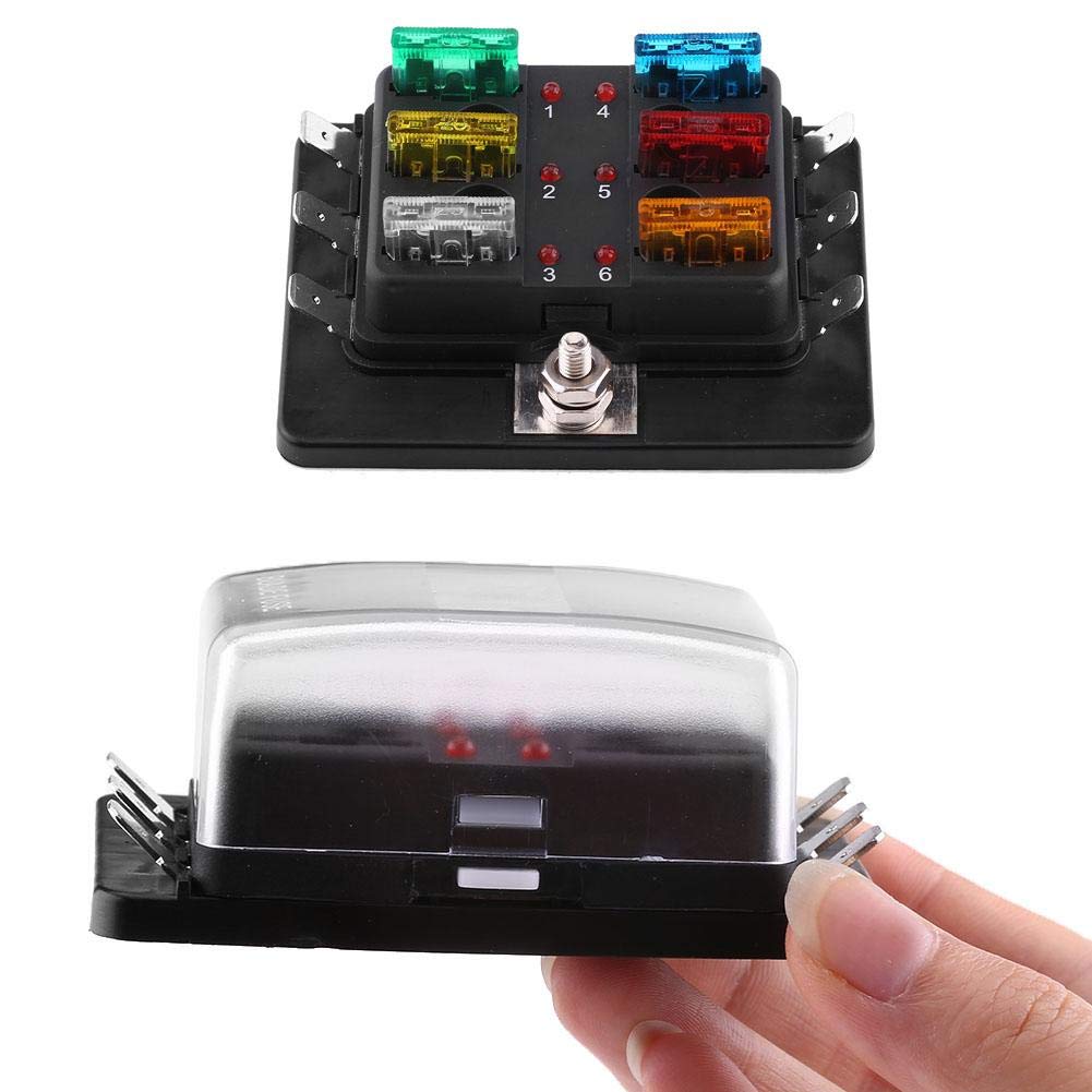 EBTOOLS pour 4-way blade box pour porte fusible 12v Support de bloc de boîte de fusible de lame de circuit de 6 manières avec le kit de voyant d'avertissement de LED pour la
