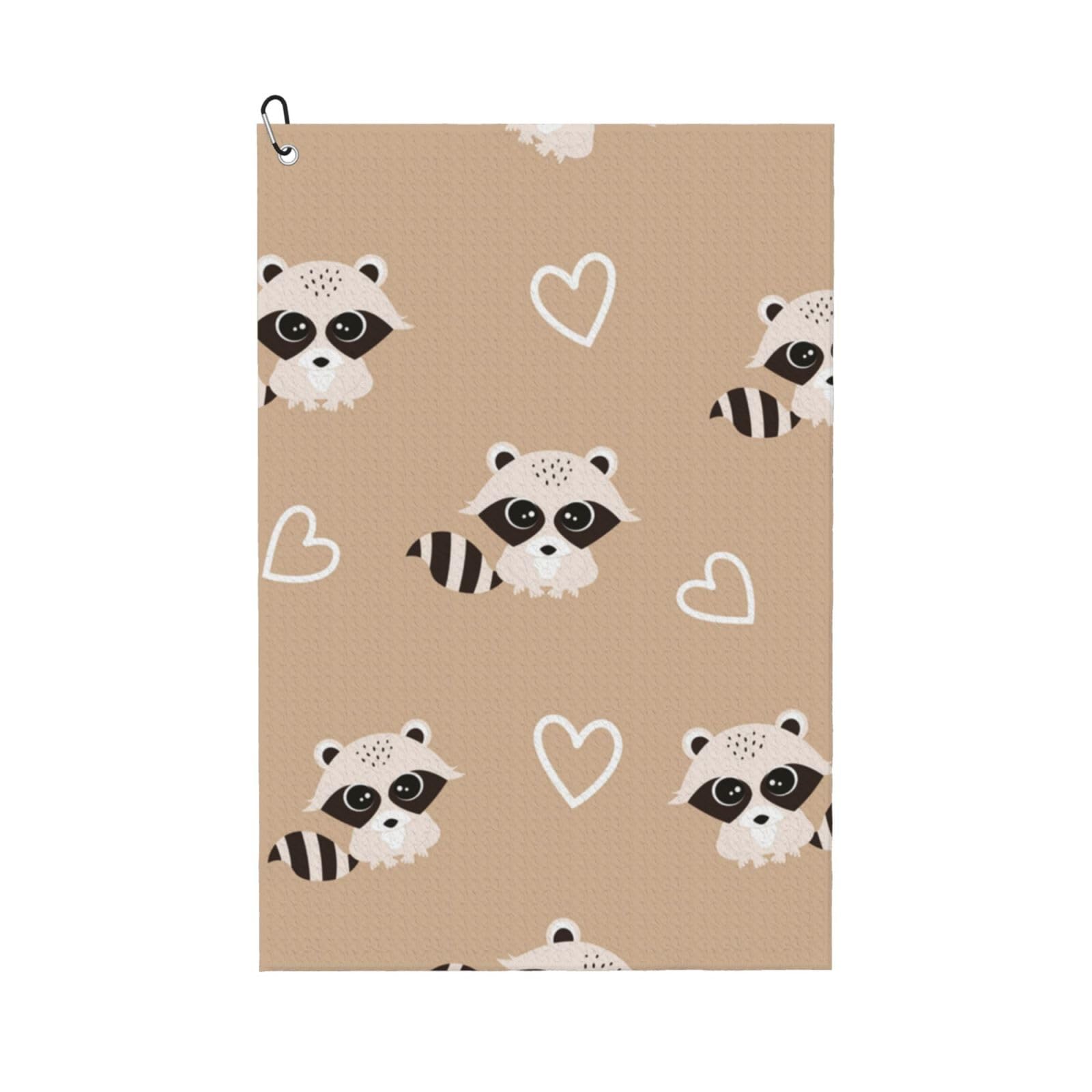 Hnnkloy Raccoon Cute Animal Print, 16x24 in Portable Waffle Golf Towels with Carabiner Clip for Golf Bag