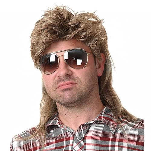 Kaneles Mullet Wigs for Men 80s Costumes Fancy Party Accessory