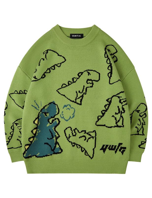 Image of Vamtac Mens Oversized Sweater Vintage Graphic Pullover Crewneck Knit Jumper Y2K Unisex Streetwear 2026 Fall Tops