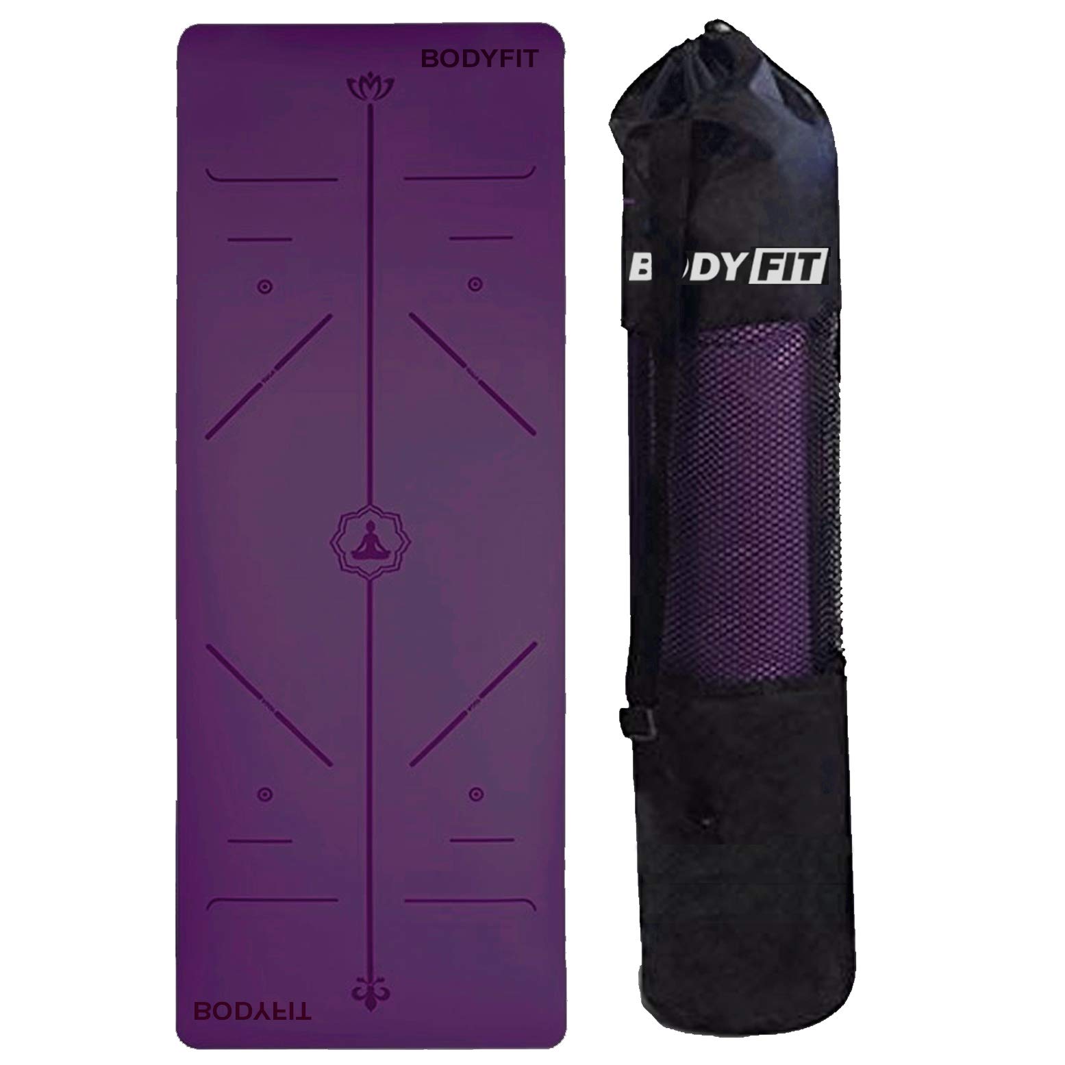 BODYFIT Yoga Mat Non Slip 1.5cm Exercise Gym Floor Mats Extra Thick 15mm Carry Bag Sling Strap (Grey TPE 8mm (Anti Slip))