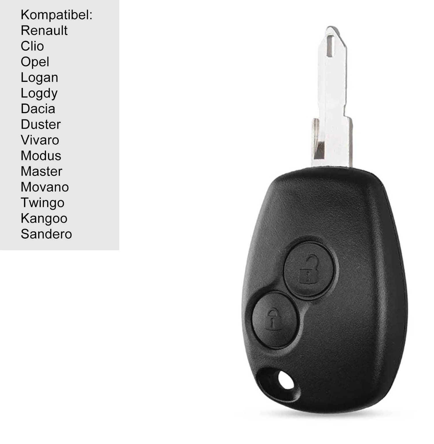 Custodia Chiave Auto Con 2 Pulsanti - Compatibile Con Renault E Dacia - Alloggiamento Di Ricambio Fai Da Te