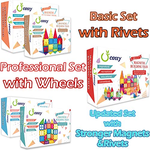 cossy 72 Pcs Magnetic Tiles, 3D Magnet Building Block Set with Rivets-Fastened for 3 Year Old and Up Kids, Learning and Bonding by Playing, Inspirational, Recreational, Educational, Conventional - Thumbnail 7