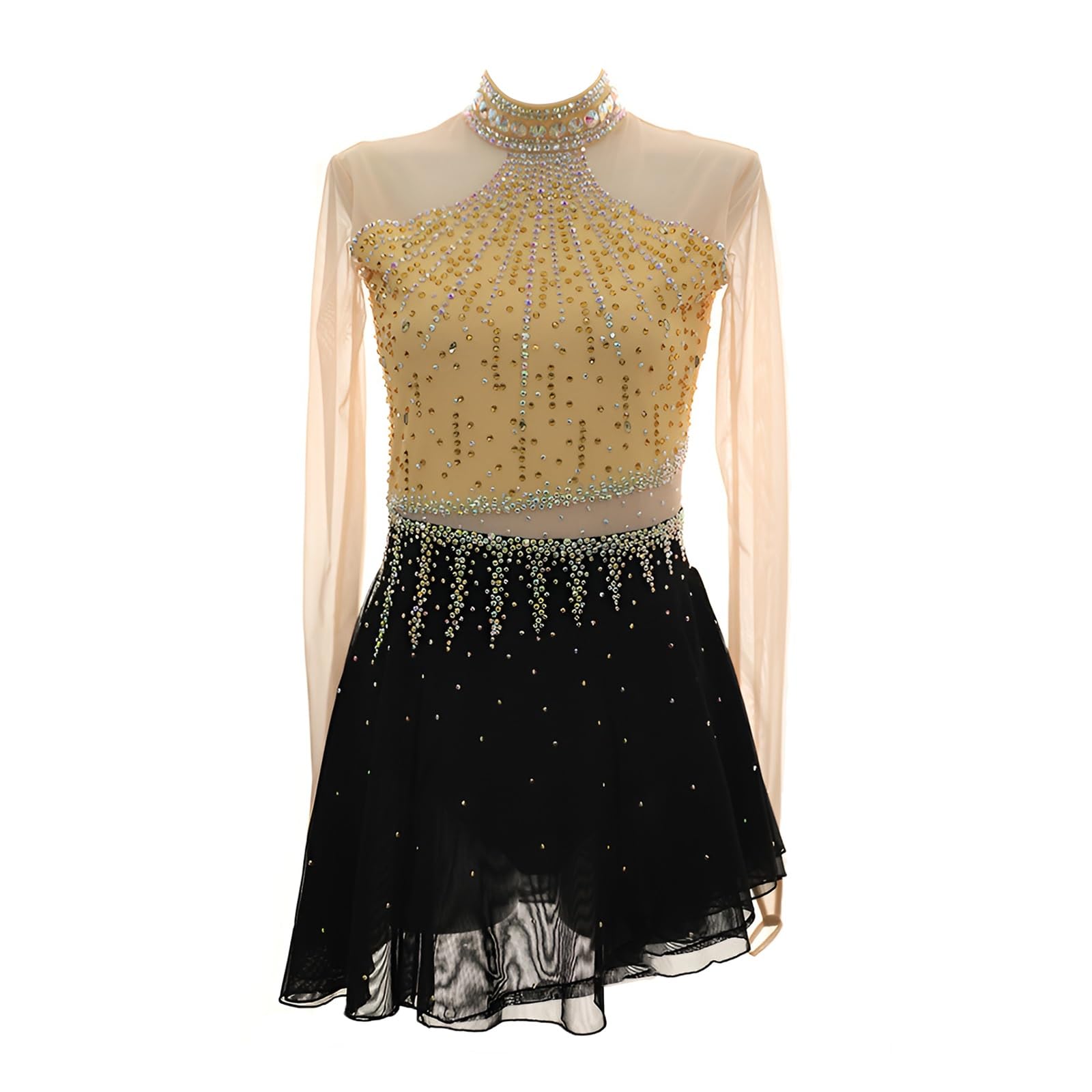 Eiskunstlaufkleid Mit Hoher Elastizität Und Strasssteinen for Mädchen, Handgefertigte Wettkampf-Eislaufkleider for Damen