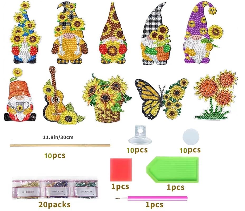 10-teiliges Diamond Painting Set „Schmetterlinge“ – Mit Bambusstäben & Saugnäpfen Für Garten-Deko, DIY Bastelspaß