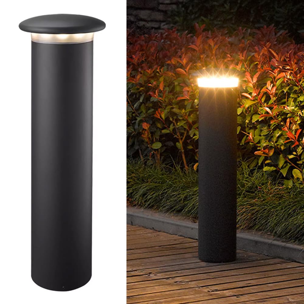 HELCEKOU Modern Landscape Path Light 3000K Warm Pathway Lights Outdoor LED Waterproof Bollard Cylindrical Aluminum External Lawn Lantern for Porch Garden Front Yard