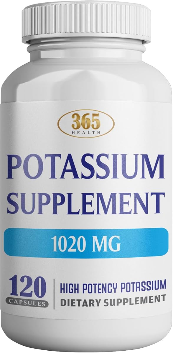 HEALTH LFE 365 Health Potassium Supplement 1020 mg | Potassium Bicarbonate | Non-GMO | Gluten Free | Made in USA | 120 Vegetarian Capsules
