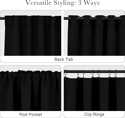 Miniatura 5 de PONY DANCE Cortinas opacas para habitación infantil - Juego de paneles de cortina con aislamiento térmico, cortina con pestaña oculta/bolsillo para