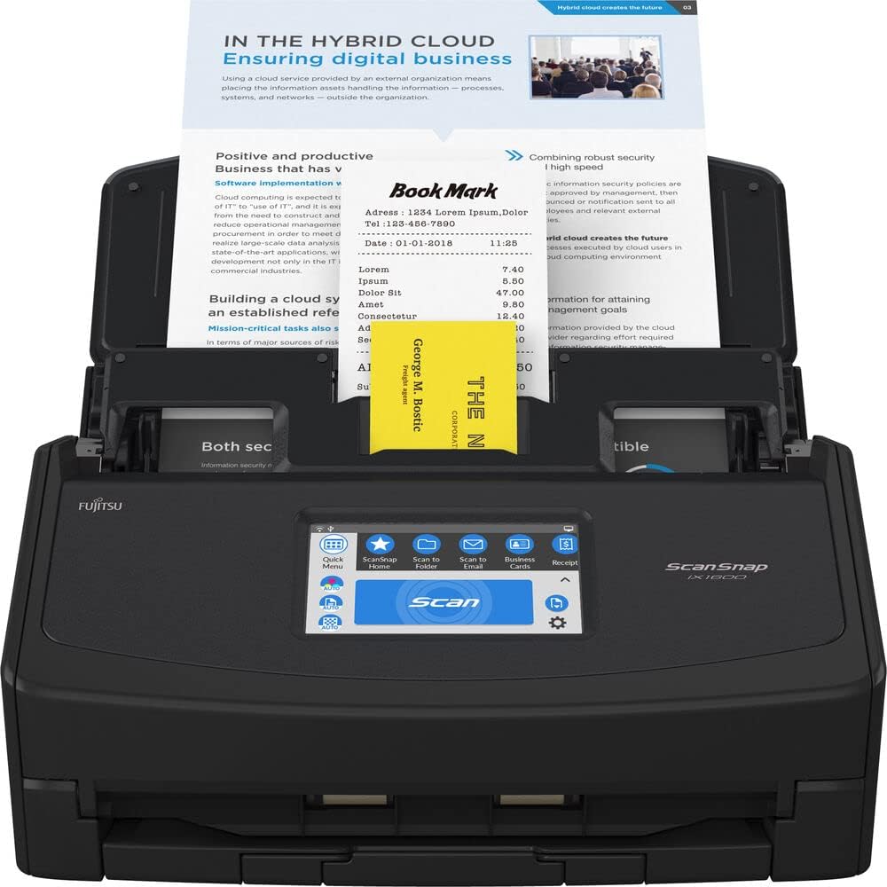 ScanSnap iX1600 Deluxe Color Duplex Document Scanner with Adobe Acrobat DC Pro for Mac and PC, Black : Office Products