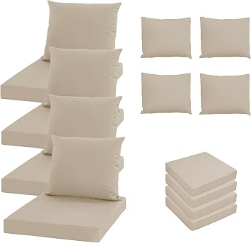 Oslimea Patio Cushion Covers Replacement Set of 4, Water UV Resistant Outdoor Cushion Slipcovers with Zipper Chair Seat Cushion Covers for Outdoor Furniture 23 x 19 Inch, 24 x 22 x 4 Inch, Tan