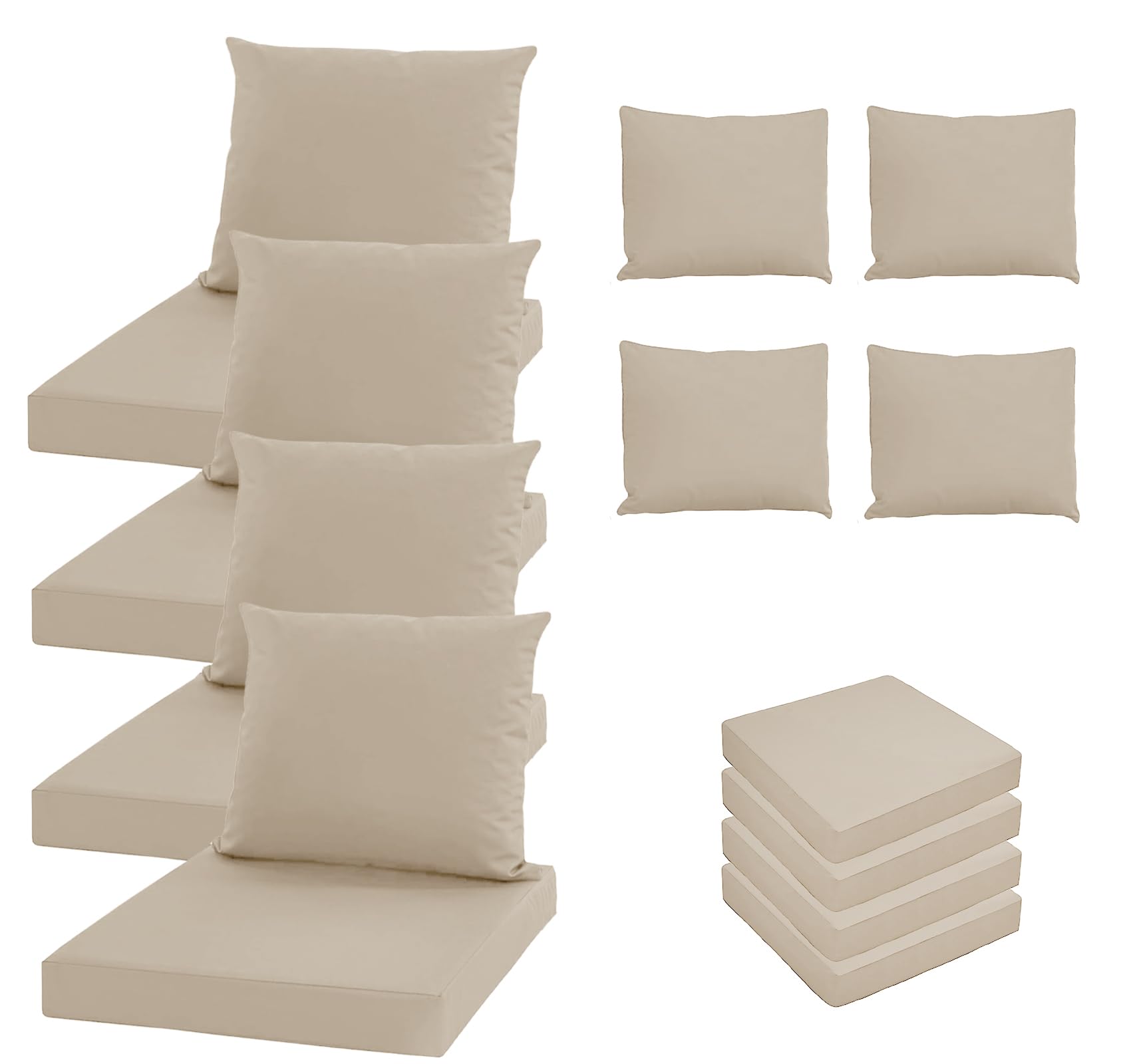 Oslimea Patio Cushion Covers Replacement Set of 4, Water UV Resistant Outdoor Cushion Slipcovers with Zipper Chair Seat Cushion Covers for Outdoor Furniture (23 x 19 Inch, 24 x 22 x 4 Inch, Tan)