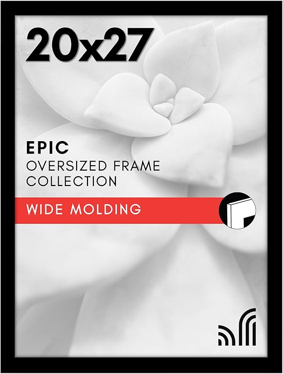 Americanflat 20x27 Picture Frame with Polished Plexiglass - Black Picture Frame - Wide Photo Frames Made of Engineered Wood for Vertical or Horizontal Wall Display - Epic Collection - Black