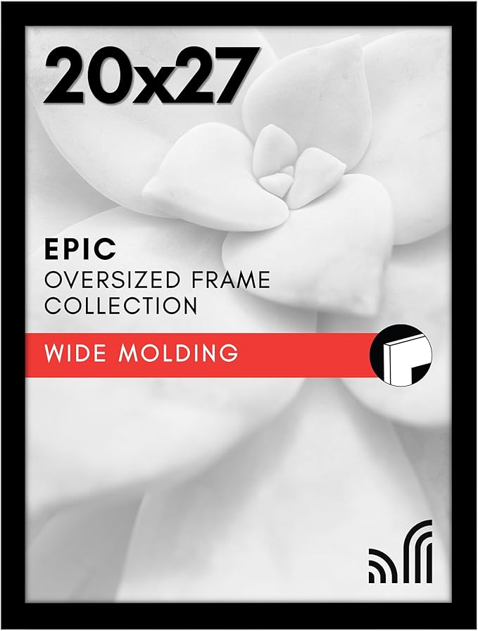 Americanflat 20x27 Picture Frame with Polished Plexiglass - Black Picture Frame - Wide Photo Frames Made of Engineered Wood for Vertical or Horizontal Wall Display - Epic Collection - Black