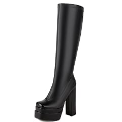 Platform Block Heel Stretch Boots Women Fashion