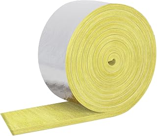 Fiberglass Pipe Insulation - 32.8ft 1in Thick Duct Wrap Insulation with Aluminum Foil for Winter Cold Hot Water Pipe Winterizing Heat Preservation Reduce Heat Loss(No Self-Adhesive)