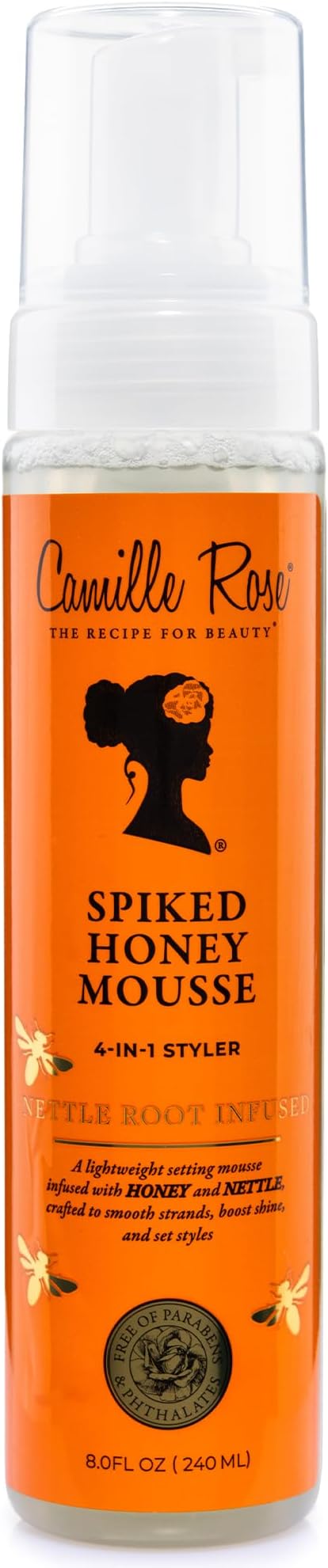 Spiked Honey Mousse – 4-in-1 Hair Styling Mousse with Rice Water for Softness, Strength, Shine, Frizz-Control, 8 Fl Oz