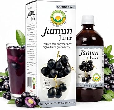 Basic Ayurveda Jamun Syzygium Cumini Juice | 16.23 Fl Oz 480ml | Indian Black Berry Fruit Beverage | Plant-Based Ayurvedic Drink | Ready-to-Serve |Sugar Free, Vegan & Non- GMO