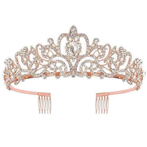 Miniatura 22 de Didder - Diadema con corona de tiara de cristal dorado. Elegante corona con peines para princesa, para mujeres y niñas, ideal para novias, bodas