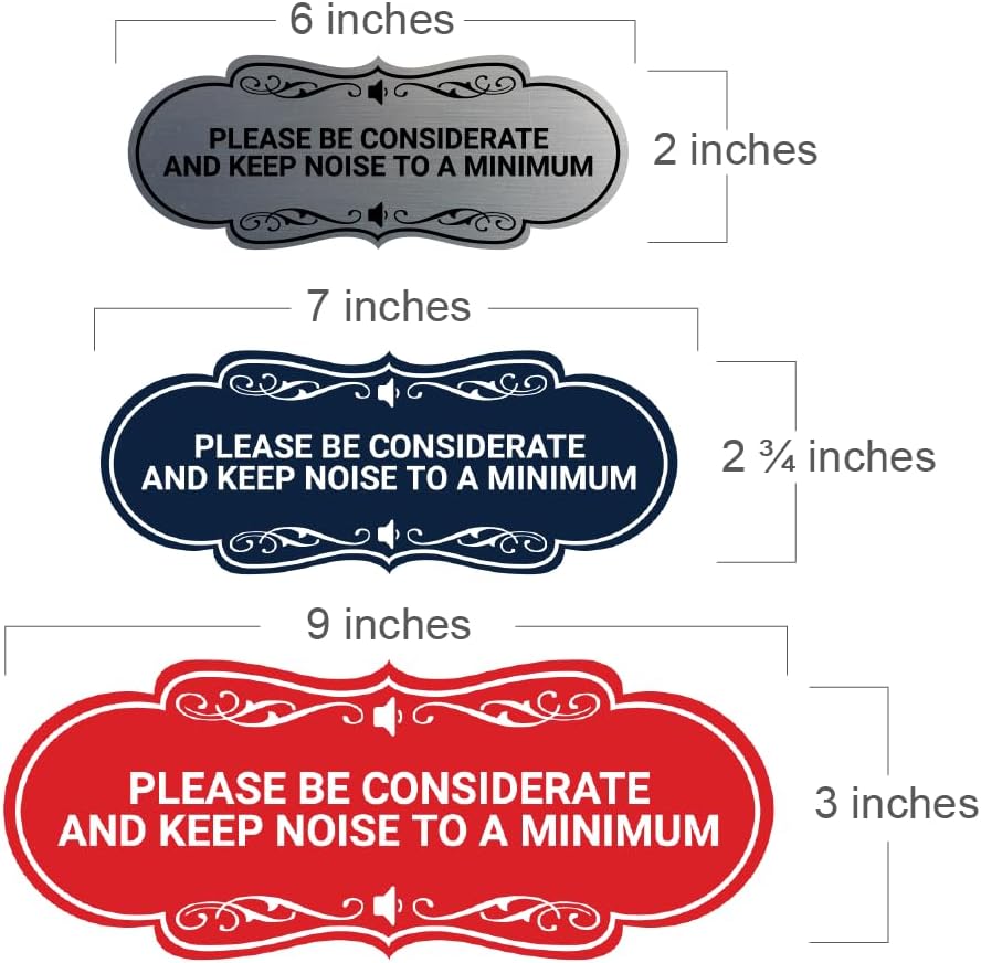 Designer Please Be Considerate and Keep Noise to a Minimum Sign (Black Gold) - Large 2 Pack