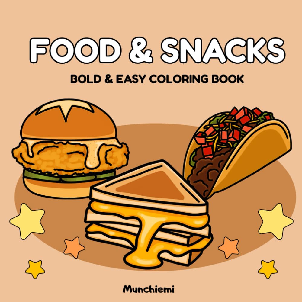 Food & Snacks: Bold & Easy Coloring Book