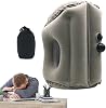 Inflatable Neck Pillow, Airplane Pillow Inflatable - Head Support Pillow for Sleeping on Long Flights, Neck Cushion Inflatable Travel Pillow for Napping on Airplane, Train or Car