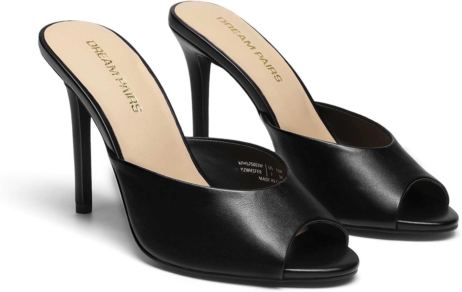 DREAM PAIRS Mule Heels for Women High Heels Stiletto Open Round Peep Toe Mules Sandals Slip on Dress Shoes Sexy Heeled for Party Dressy Prom Wedding - Image 5