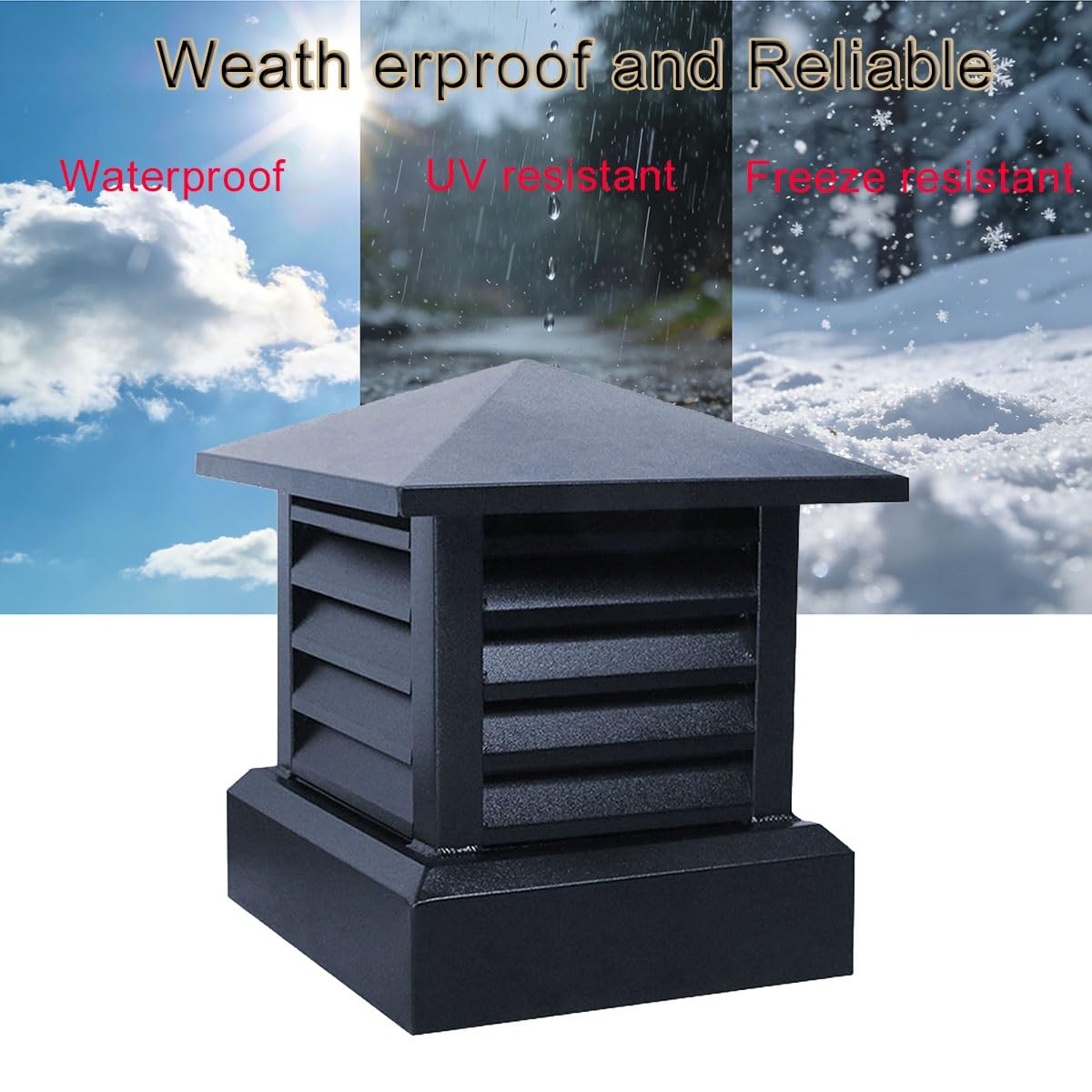 Villa sombrerete de Chimenea Aleación de Aluminio Cuadrado Drain Cubierta 10 12 14in Tapas de ventilación de Techo Lluvia Louver Sombrerete Ajuste Exist Clay conducto Tile Tamaños, Insulati