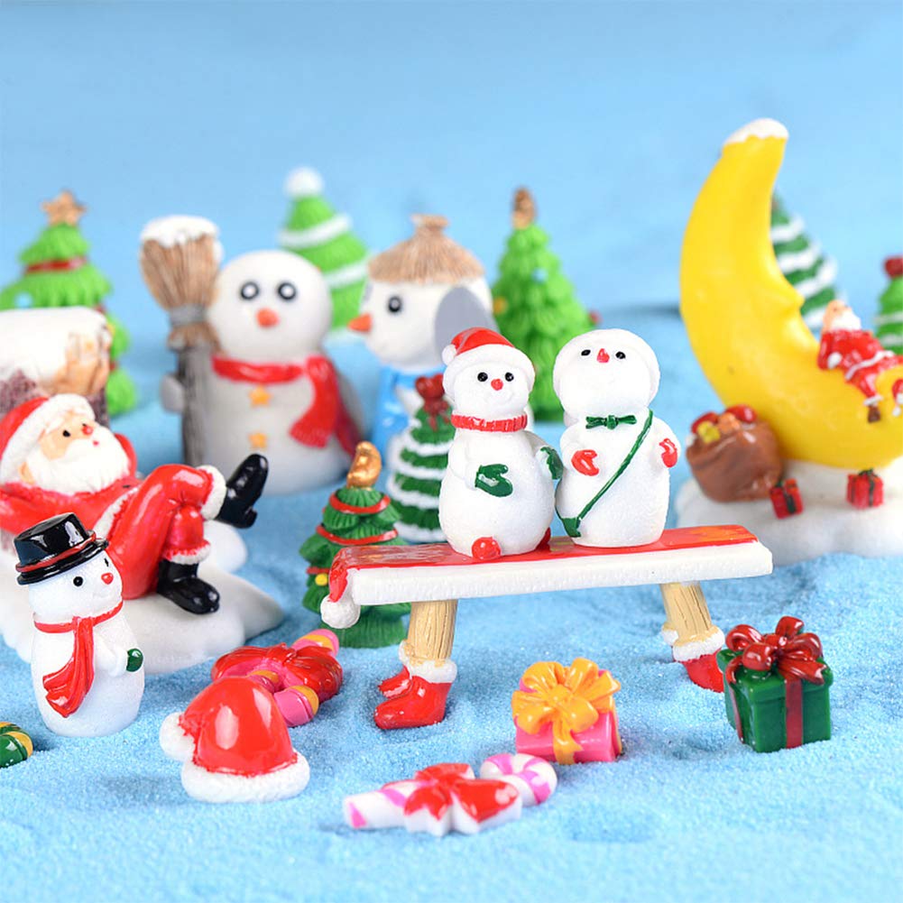 Set Decorazioni Natale Da Tavolo: 16 Mini Alberelli + 11 Statuette (Pupazzo Di Neve, Babbo Natale, Alce) – 27 Pezzi