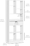 HOMCOM 63" Tall Bookshelf with Drawer, Freestanding Bookcase with Open Shelves, Shelving Unit, Display Rack for Bedroom, Living Room, Home Office, White