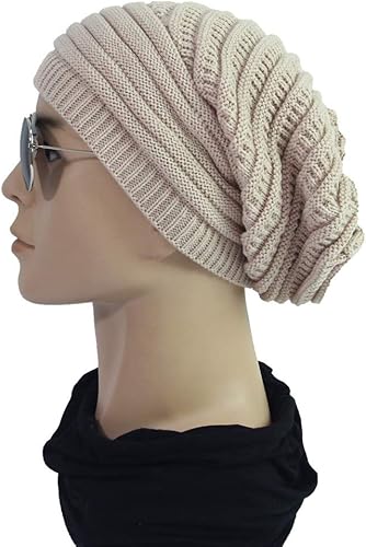 Miniatura 3 de Gorros de invierno para hombre, gorro de gran tamaño, cómodo, térmico, cálido, de punto acanalado, con forro polar, para clima frío, esquí, nieve